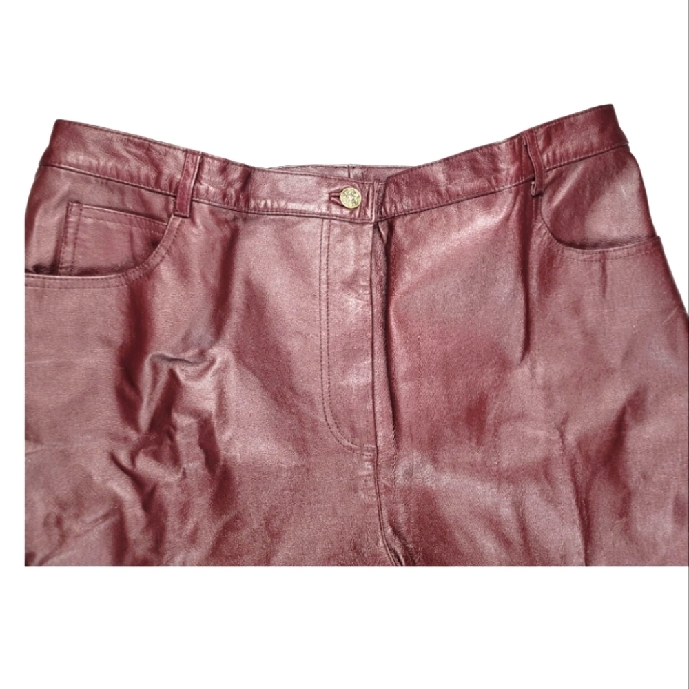 **PLUS SIZE LEATHER** Vintage Via Accenti Women's Straight Leg Leather Pants - Picture 3 of 9